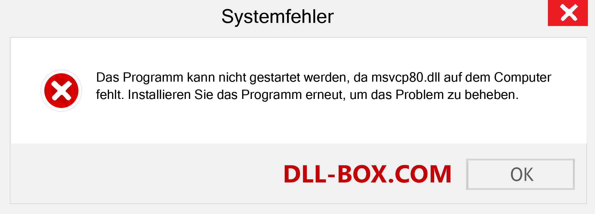 msvcp80.dll-Datei fehlt?. Download für Windows 7, 8, 10 - Fix msvcp80 dll Missing Error unter Windows, Fotos, Bildern